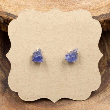 Tanzanite and Sterling Silver Crystal Stud Earrings