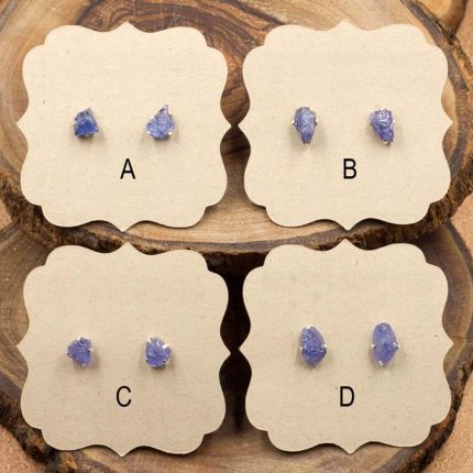 Tanzanite and Sterling Silver Crystal Stud Earrings