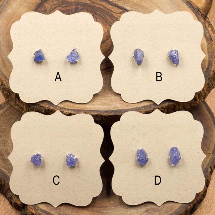 Tanzanite and Sterling Silver Crystal Stud Earrings