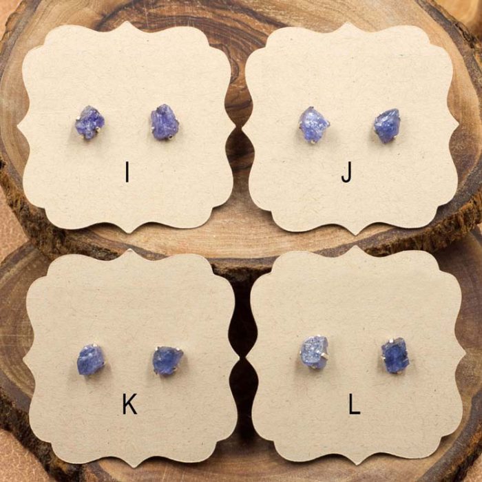 Tanzanite and Sterling Silver Crystal Stud Earrings