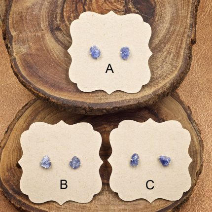 Blue Sapphire and Sterling Silver Crystal Stud Earrings