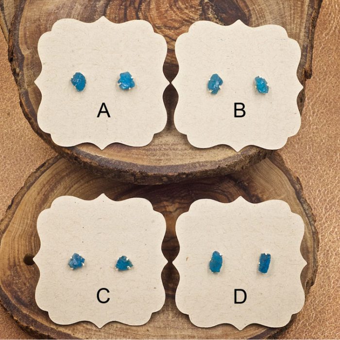 Apatite and Sterling Silver Crystal Stud Earrings