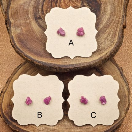Ruby and Sterling Silver Crystal Stud Earrings