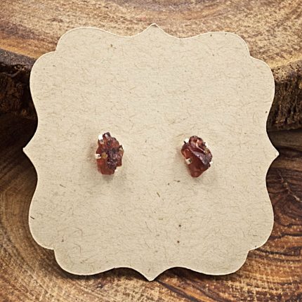 Garnet and Sterling Silver Crystal Stud Earrings