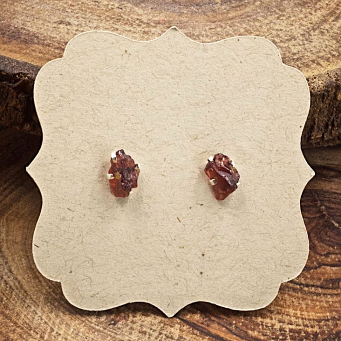 Garnet and Sterling Silver Crystal Stud Earrings