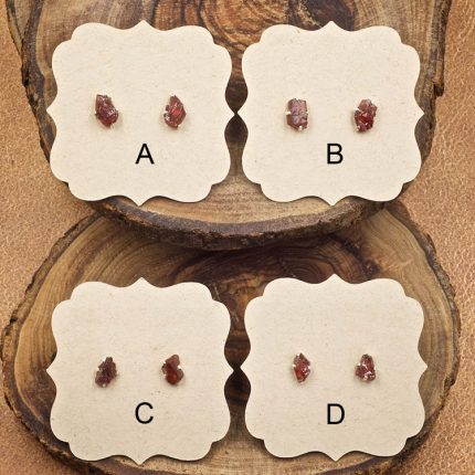 Garnet and Sterling Silver Crystal Stud Earrings