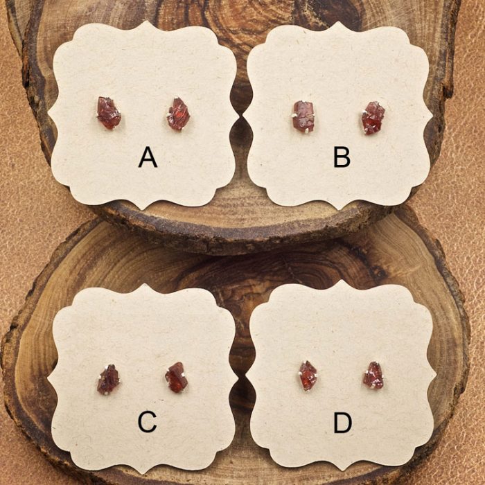 Garnet and Sterling Silver Crystal Stud Earrings