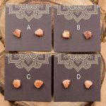 Sunstone and Sterling Silver Crystal Stud Earrings