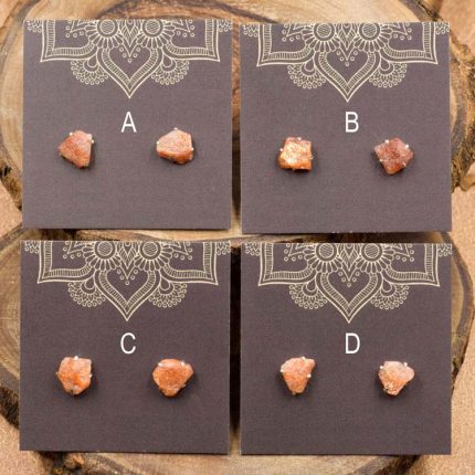 Sunstone and Sterling Silver Crystal Stud Earrings