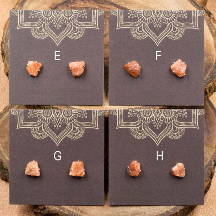Sunstone and Sterling Silver Crystal Stud Earrings