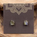 Labradorite and Sterling Silver Crystal Stud Earrings