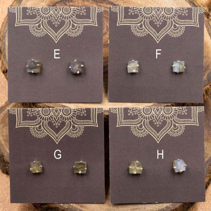 Labradorite and Sterling Silver Crystal Stud Earrings