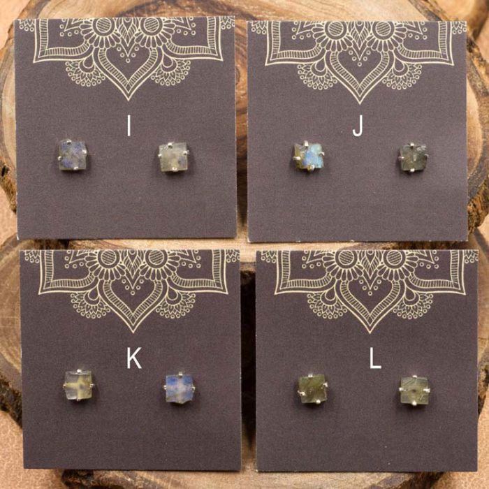 Labradorite and Sterling Silver Crystal Stud Earrings