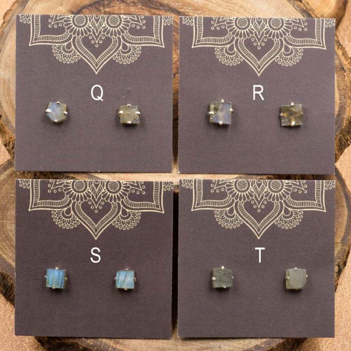 Labradorite and Sterling Silver Crystal Stud Earrings
