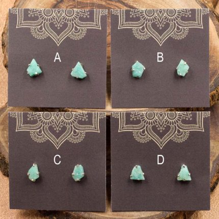 Amazonite and Sterling Silver Crystal Stud Earrings
