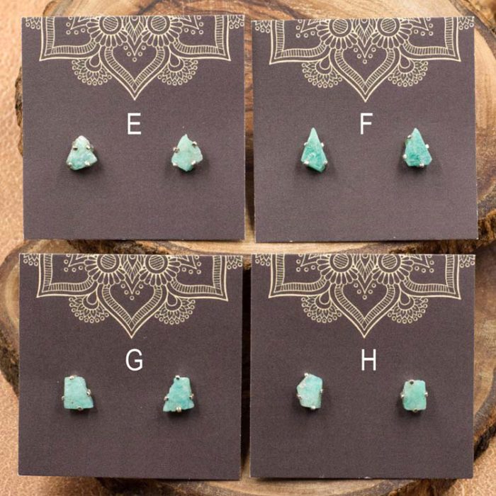 Amazonite and Sterling Silver Crystal Stud Earrings