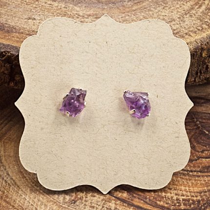 Amethyst and Sterling Silver Crystal Stud Earrings