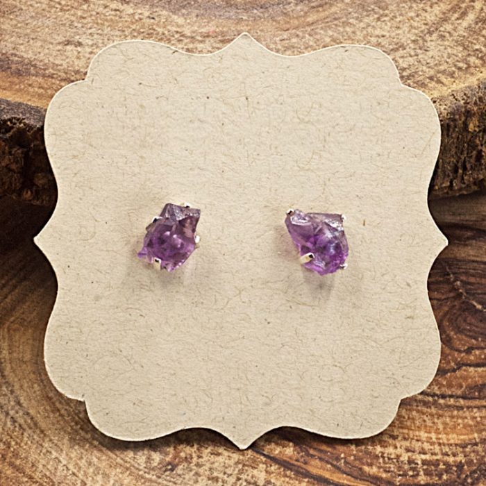 Amethyst and Sterling Silver Crystal Stud Earrings