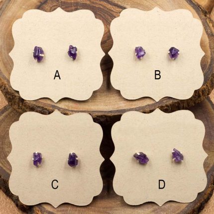Amethyst and Sterling Silver Crystal Stud Earrings
