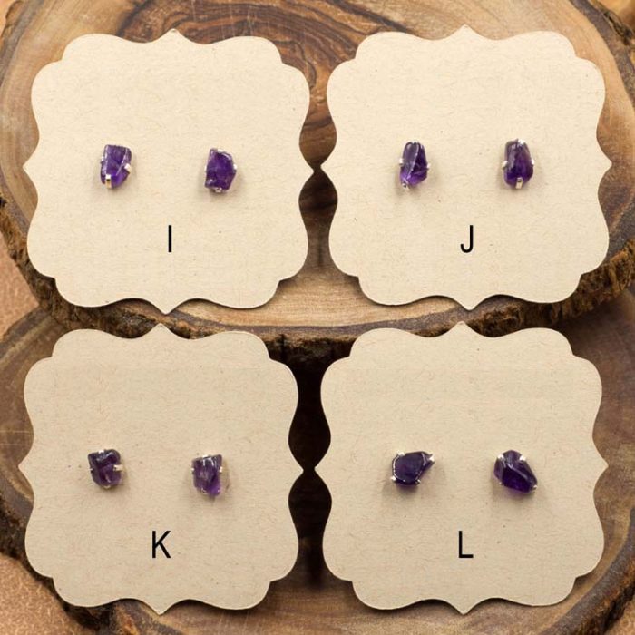 Amethyst and Sterling Silver Crystal Stud Earrings