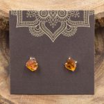 Citrine and Sterling Silver Crystal Stud Earrings