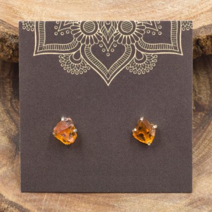 Citrine and Sterling Silver Crystal Stud Earrings