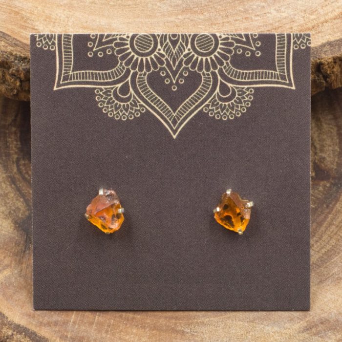 Citrine and Sterling Silver Crystal Stud Earrings