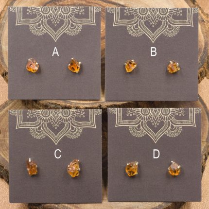 Citrine and Sterling Silver Crystal Stud Earrings