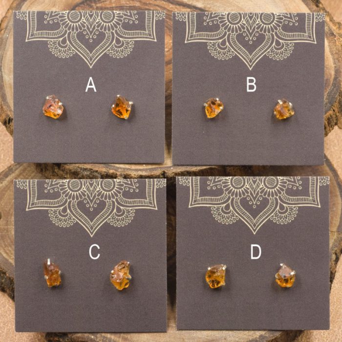 Citrine and Sterling Silver Crystal Stud Earrings