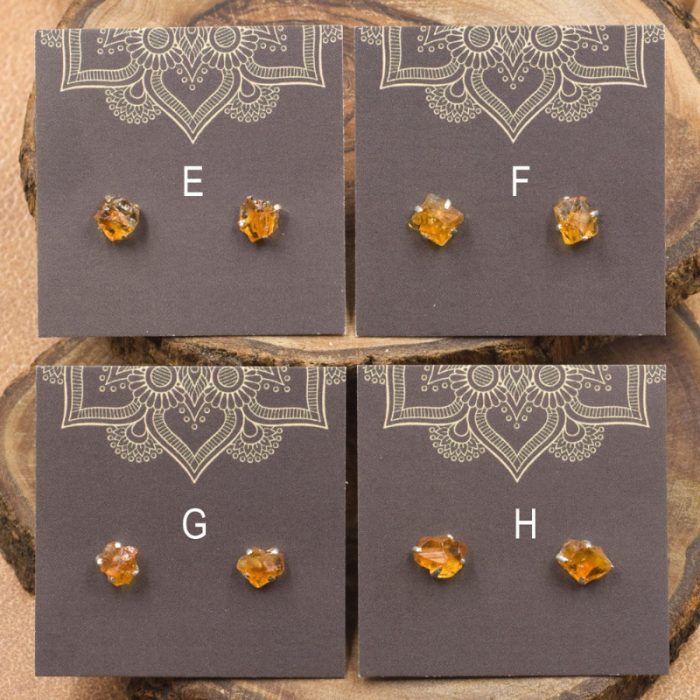 Citrine and Sterling Silver Crystal Stud Earrings