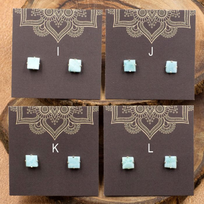 Larimar and Sterling Silver Crystal Stud Earrings