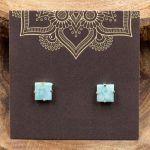 Larimar and Sterling Silver Crystal Stud Earrings