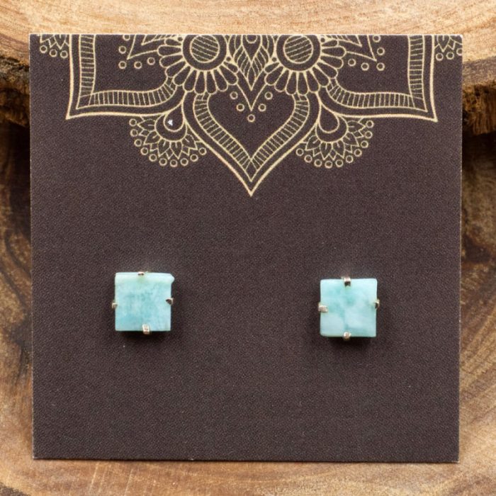Larimar and Sterling Silver Crystal Stud Earrings