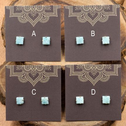 Larimar and Sterling Silver Crystal Stud Earrings