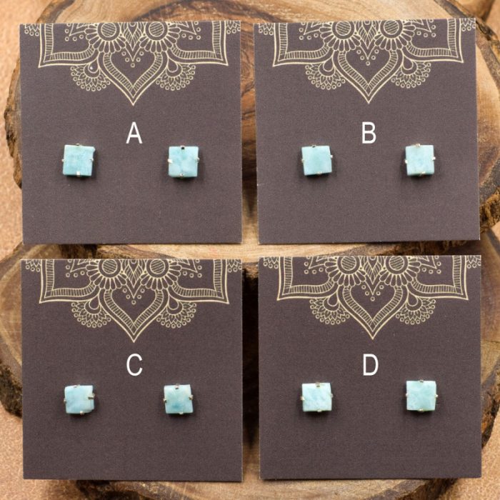 Larimar and Sterling Silver Crystal Stud Earrings