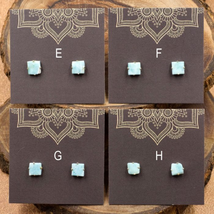 Larimar and Sterling Silver Crystal Stud Earrings