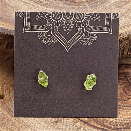 Peridot and Sterling Silver Crystal Stud Earrings