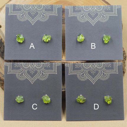 Peridot and Sterling Silver Crystal Stud Earrings