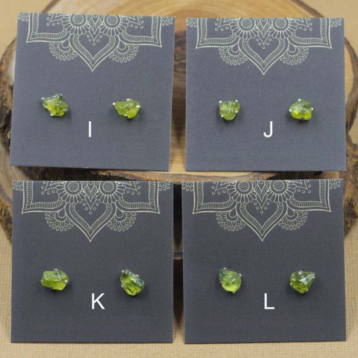 Peridot and Sterling Silver Crystal Stud Earrings