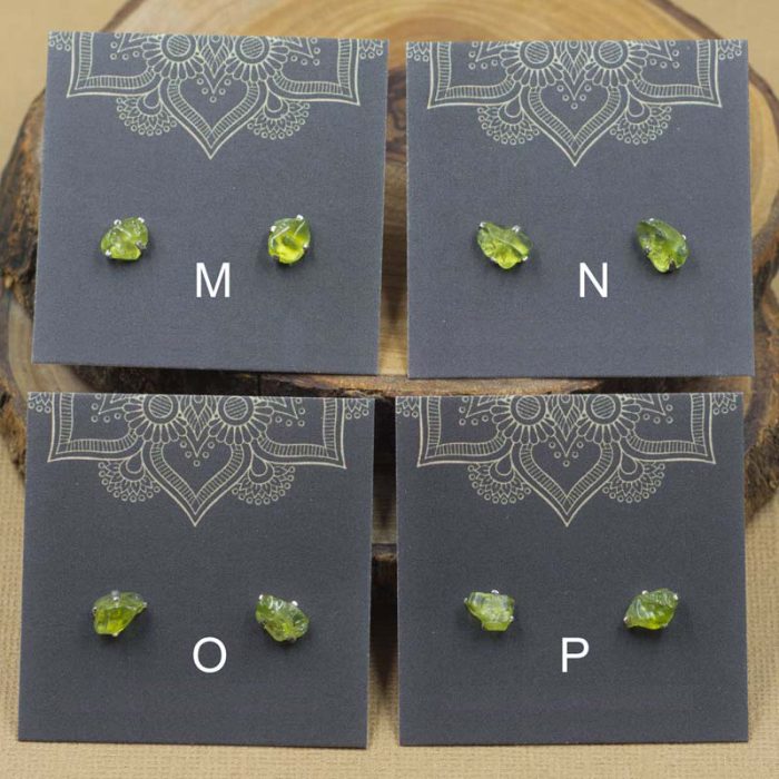 Peridot and Sterling Silver Crystal Stud Earrings