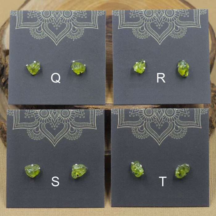 Peridot and Sterling Silver Crystal Stud Earrings