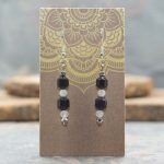 Black Tourmaline and Selenite Dangle Earrings