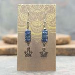 Blue Kyanite Lotus Flower Dangle Earrings