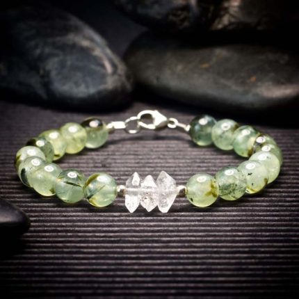 Prehnite and Herkimer Diamond Bracelet