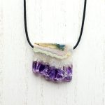 Amethyst Geode Slice Reversible Pendant