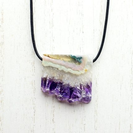 Amethyst Geode Slice Reversible Pendant