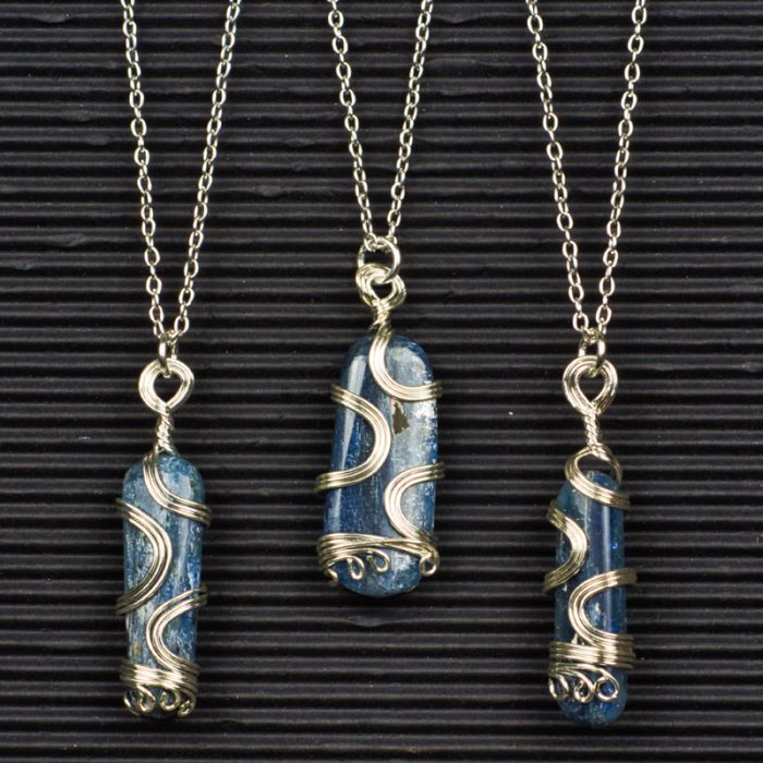 Blue Kyanite Wire Wrapped Pendants