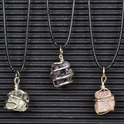 Wire Wrapped Crystal Cube Pendants