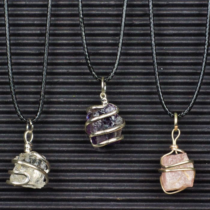 Wire Wrapped Crystal Cube Pendants