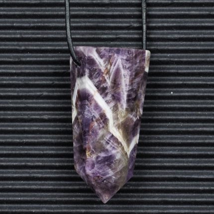 Chevron Amethyst Obelisk Point Pendant A